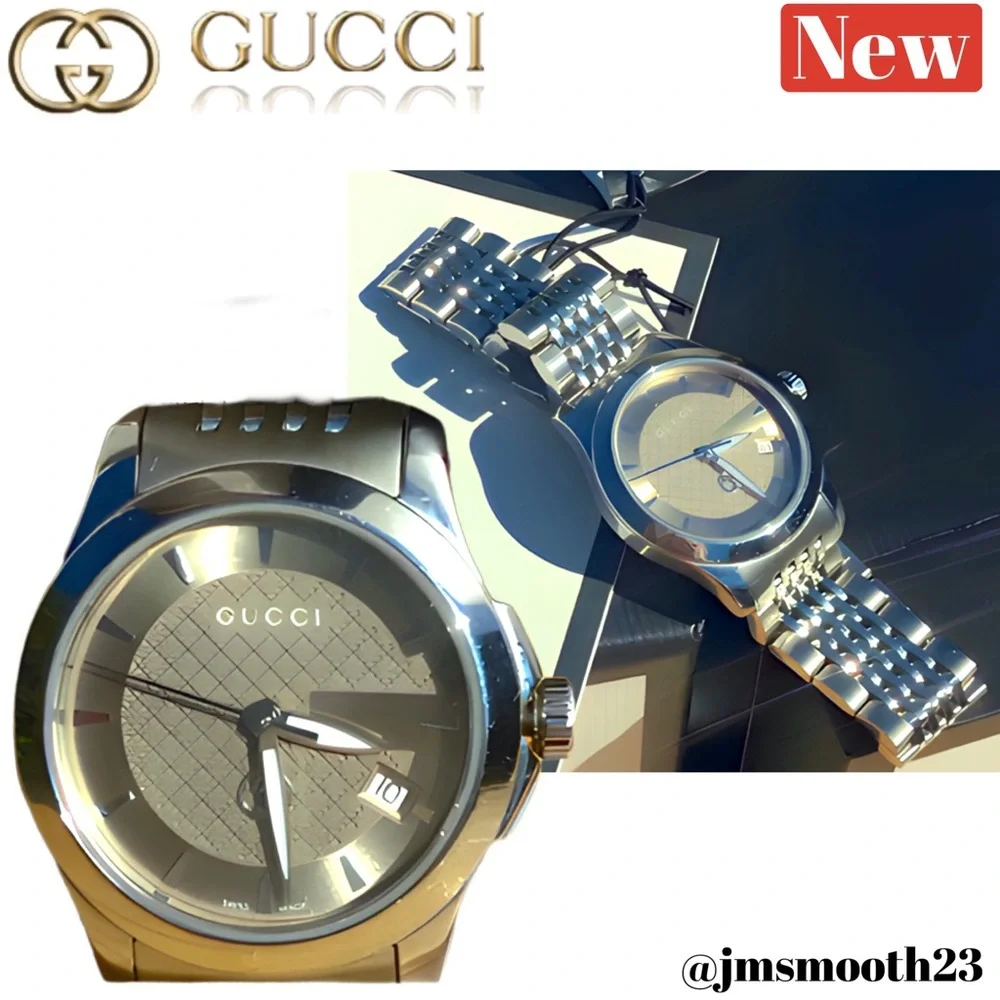 🆕 Gucci G-Timeless Stainless Steel Watch Tan & Silver - Picture 6 of 16